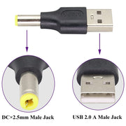 10 connettori di alimentazione CC maschio da 5,5 x 2,5 mm maschio a USB 2.0 maschio, 5.5 x 2.5mm