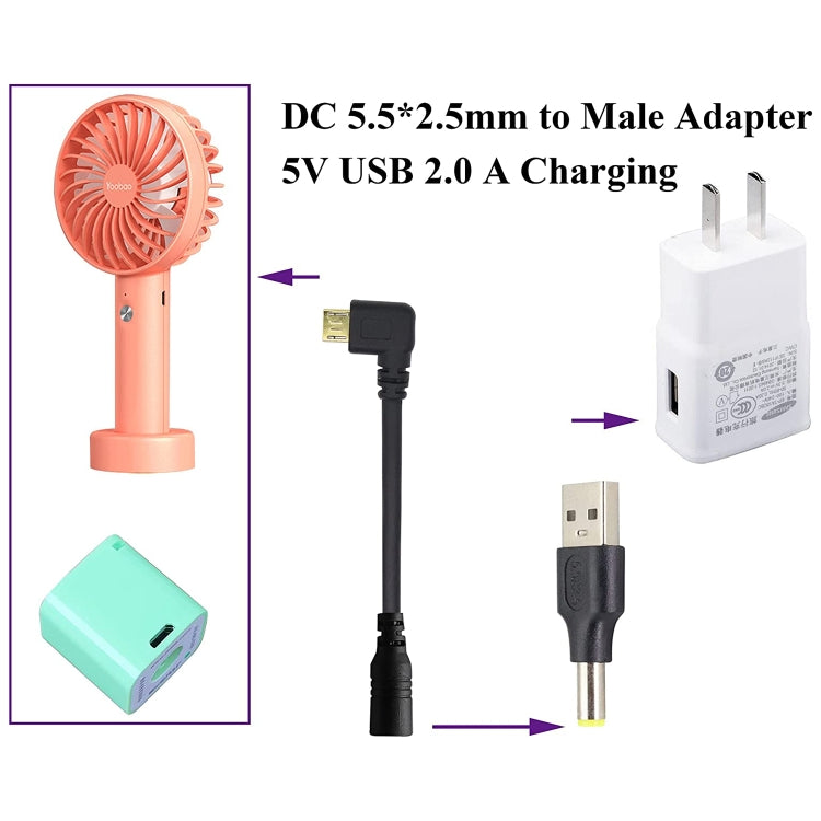 10 connettori di alimentazione CC maschio da 5,5 x 2,5 mm maschio a USB 2.0 maschio, 5.5 x 2.5mm