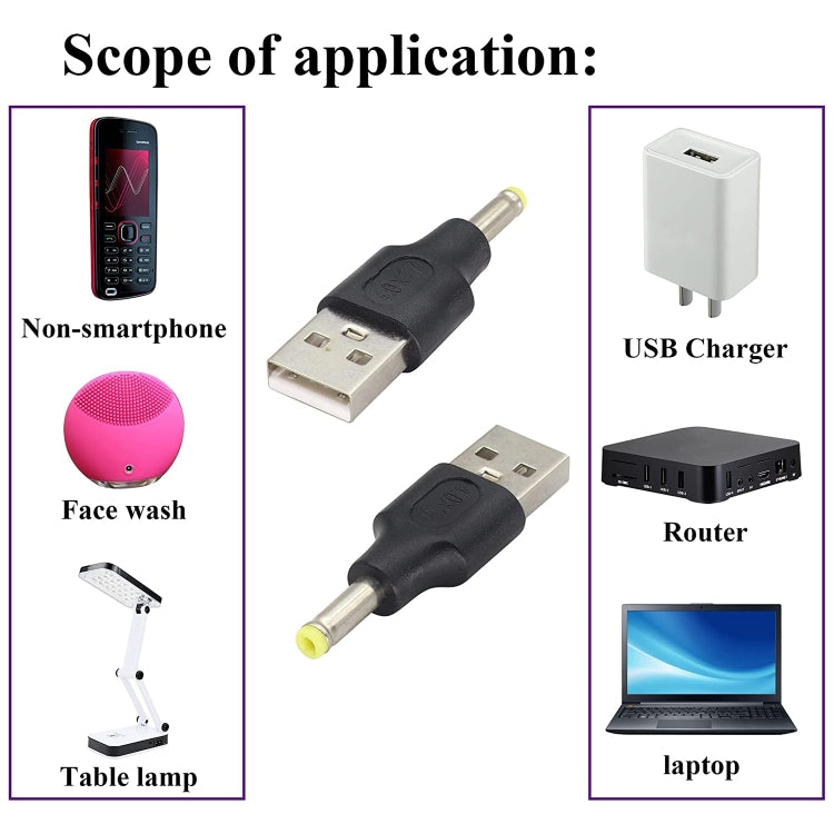 10 connettori di alimentazione CC maschio da 4,0 x 1,7 mm maschio a USB 2.0 maschio, 4.0 x 1.7mm Male