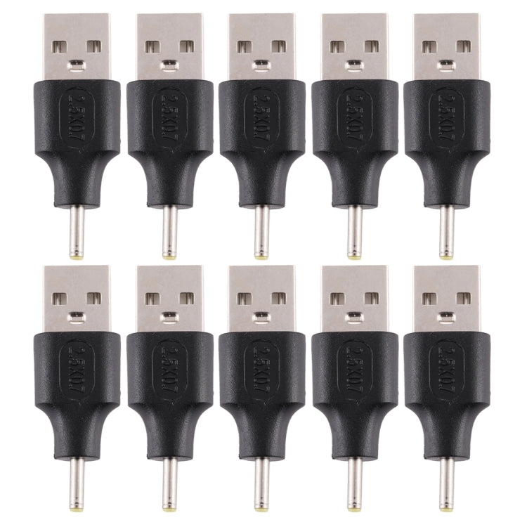 10 connettori di alimentazione CC maschio da 2,5 x 0,7 mm maschio a USB 2.0 maschio, 2.5 x 0.7mm