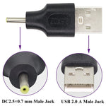 10 connettori di alimentazione CC maschio da 2,5 x 0,7 mm maschio a USB 2.0 maschio, 2.5 x 0.7mm
