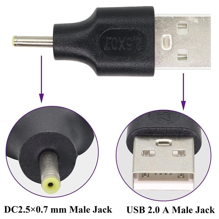 10 connettori di alimentazione CC maschio da 2,5 x 0,7 mm maschio a USB 2.0 maschio, 2.5 x 0.7mm