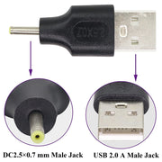 10 connettori di alimentazione CC maschio da 2,5 x 0,7 mm maschio a USB 2.0 maschio, 2.5 x 0.7mm