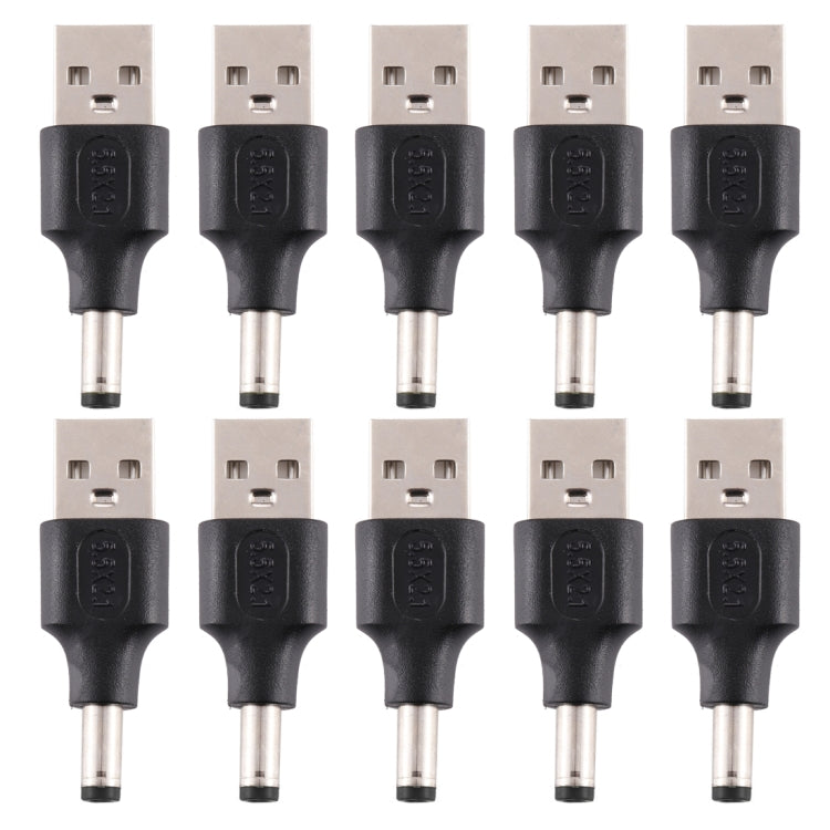 10 connettori di alimentazione CC maschio da 5,5 x 2,1 mm maschio a USB 2.0 maschio, 5.5 x 2.1mm