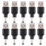 10 connettori di alimentazione CC maschio da 5,5 x 2,1 mm maschio a USB 2.0 maschio, 5.5 x 2.1mm