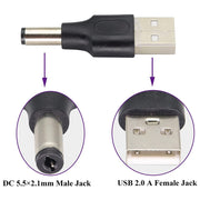 10 connettori di alimentazione CC maschio da 5,5 x 2,1 mm maschio a USB 2.0 maschio, 5.5 x 2.1mm