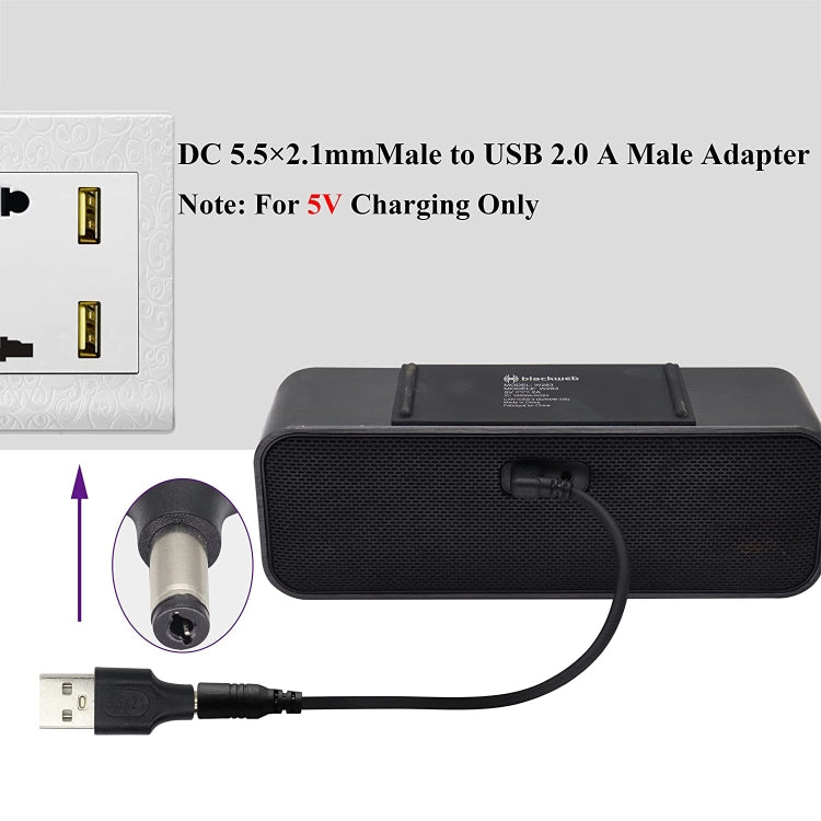 10 connettori di alimentazione CC maschio da 5,5 x 2,1 mm maschio a USB 2.0 maschio, 5.5 x 2.1mm