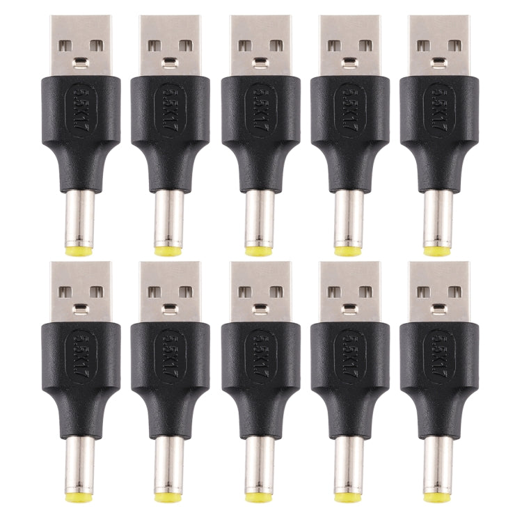 10 connettori di alimentazione CC maschio da 5,5 x 1,7 mm maschio a USB 2.0 maschio, 5.5 x 1.7mm