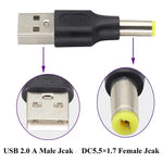 10 connettori di alimentazione CC maschio da 5,5 x 1,7 mm maschio a USB 2.0 maschio, 5.5 x 1.7mm