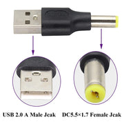 10 connettori di alimentazione CC maschio da 5,5 x 1,7 mm maschio a USB 2.0 maschio, 5.5 x 1.7mm