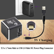 10 connettori di alimentazione CC maschio da 5,5 x 1,7 mm maschio a USB 2.0 maschio, 5.5 x 1.7mm