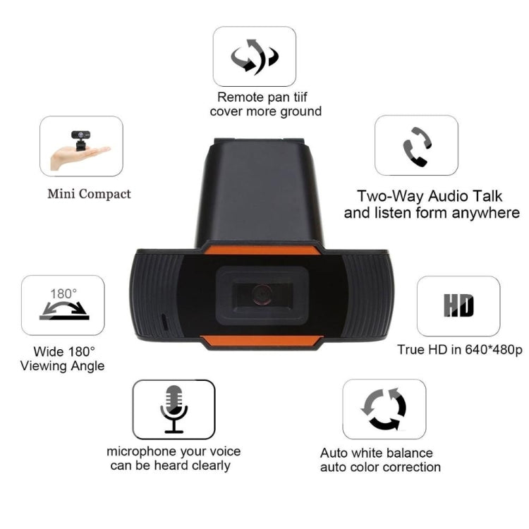 Fotocamera per computer ruotabile HD 720P Webcam USB Fotocamera per PC per Skype / Android TV, 720P
