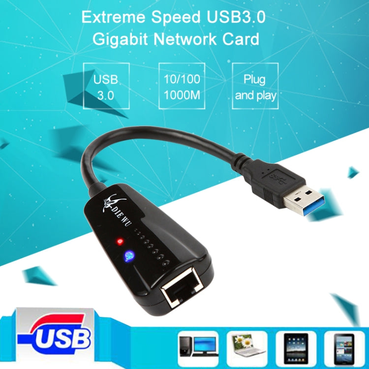 DIE WU TXA042 Realtek 8153 USB 3.0 a Gigabit Ethernet RJ45 LAN 10/100/1000Mbps Adattatore scheda di rete, TXA042