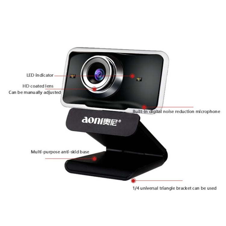 aoni C11 720P Telecamera per computer HD con messa a fuoco manuale grandangolare da 150 gradi con microfono, C11