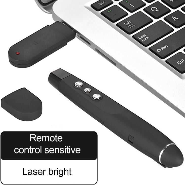 Penna laser wireless da 2,4 GHz per girare pagine di PowerPoint Penna per proiezione di presentazioni wireless multimediali con ricevitore USB, distanza telecomando: 30 m, 30m