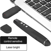 Penna laser wireless da 2,4 GHz per girare pagine di PowerPoint Penna per proiezione di presentazioni wireless multimediali con ricevitore USB, distanza telecomando: 30 m, 30m