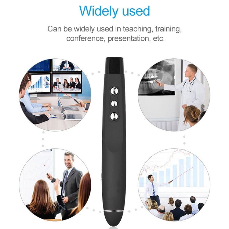 Penna laser wireless da 2,4 GHz per girare pagine di PowerPoint Penna per proiezione di presentazioni wireless multimediali con ricevitore USB, distanza telecomando: 30 m, 30m