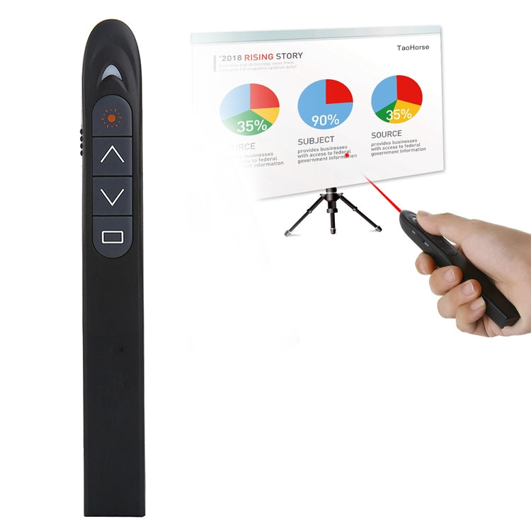 XM930 Penna laser wireless da 2,4 GHz per girare pagine di PowerPoint Penna per proiezione di presentazioni wireless multimediale con ricevitore USB, supporto promemoria batteria scarica, distanza telecomando: 100 m, 100m White, 100m Black