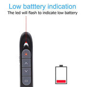 XM930 Penna laser wireless da 2,4 GHz per girare pagine di PowerPoint Penna per proiezione di presentazioni wireless multimediale con ricevitore USB, supporto promemoria batteria scarica, distanza telecomando: 100 m, 100m White, 100m Black