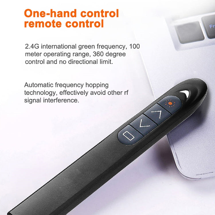 XM930 Penna laser wireless da 2,4 GHz per girare pagine di PowerPoint Penna per proiezione di presentazioni wireless multimediale con ricevitore USB, supporto promemoria batteria scarica, distanza telecomando: 100 m, 100m White, 100m Black