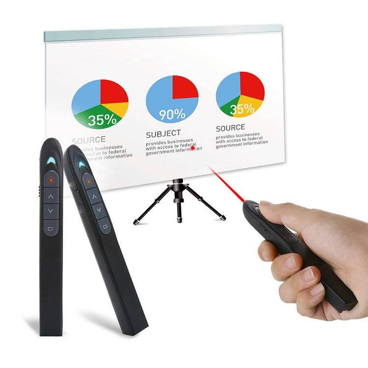 XM930 Penna laser wireless da 2,4 GHz per girare pagine di PowerPoint Penna per proiezione di presentazioni wireless multimediale con ricevitore USB, supporto promemoria batteria scarica, distanza telecomando: 100 m, 100m White, 100m Black