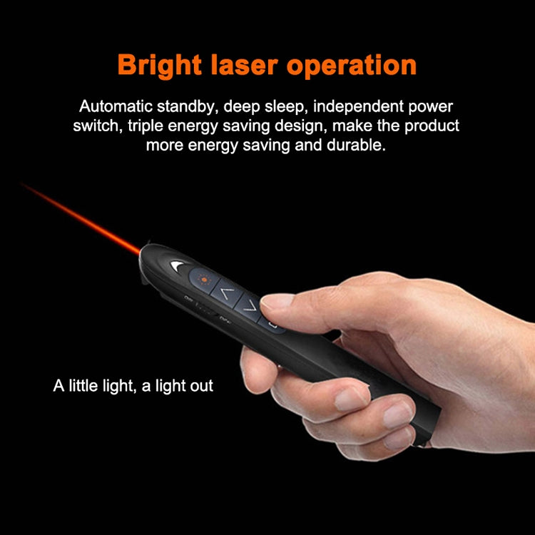 XM930 Penna laser wireless da 2,4 GHz per girare pagine di PowerPoint Penna per proiezione di presentazioni wireless multimediale con ricevitore USB, supporto promemoria batteria scarica, distanza telecomando: 100 m, 100m White, 100m Black