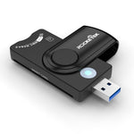 ROCKETEK CR310 USB 3.0 + Scheda TF + Scheda SD + Scheda SIM + Lettore di schede multifunzione Smart Card, USB 3.0