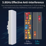 COMFAST CF-E312A Bridge di rete wireless ABS per esterni Qualcomm AR9344 da 5,8 GHz 300 Mbps/s con adattatore POE