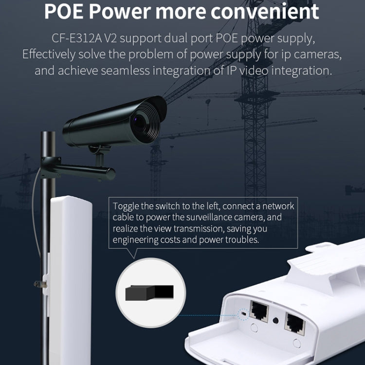COMFAST CF-E312A Bridge di rete wireless ABS per esterni Qualcomm AR9344 da 5,8 GHz 300 Mbps/s con adattatore POE