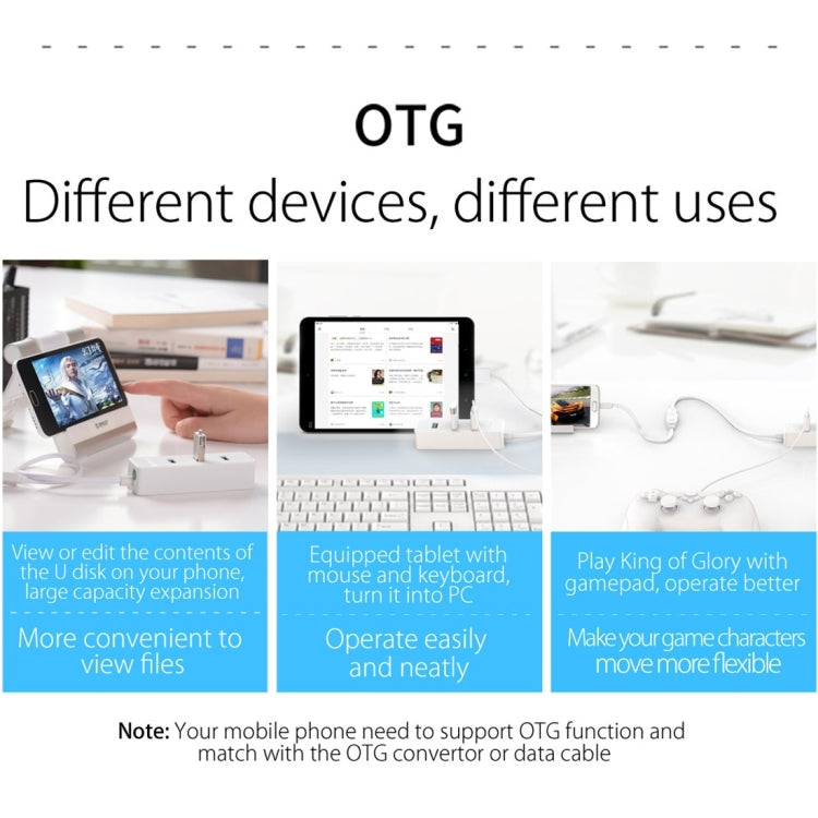 ORICO W5P-U2-100 HUB desktop USB 2.0 con cavo micro USB da 100 cm Alimentatore, W5P-U2-100 Black, W5P-U2-100 White