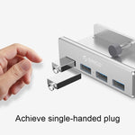 ORICO MH4PU HUB USB 3.0 a clip a 4 porte in lega di alluminio con cavo USB da 1 m, intervallo di larghezza clip: 10-32 mm (nero), MH4PU(Black), MH4PU(Silver)