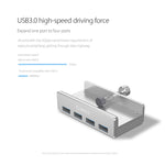 ORICO MH4PU HUB USB 3.0 a clip a 4 porte in lega di alluminio con cavo USB da 1 m, intervallo di larghezza clip: 10-32 mm (nero), MH4PU(Black), MH4PU(Silver)