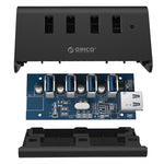 ORICO SHC-U3 Materiale ABS Desktop 4 porte HUB USB 3.0 con supporto per telefono/tablet e cavo USB da 1 m e indicatore LED, SHC-U3