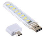 Luce notturna portatile LED USB 8LED 5V 200LM