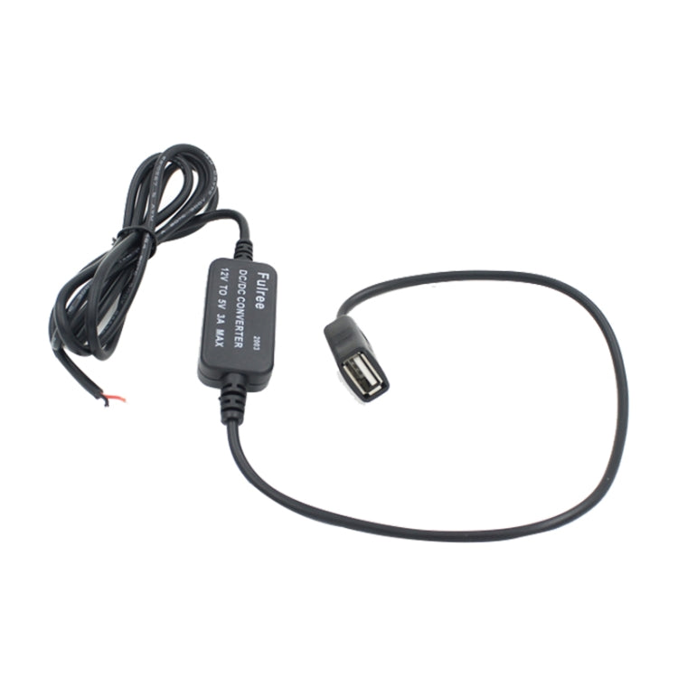 Caricabatteria da auto USB singolo per moto da auto DC 12V a 5V 3A Adattatore di alimentazione per GPS Tracker DVR per auto, lunghezza: 1 m, Car Single USB Power Adapter