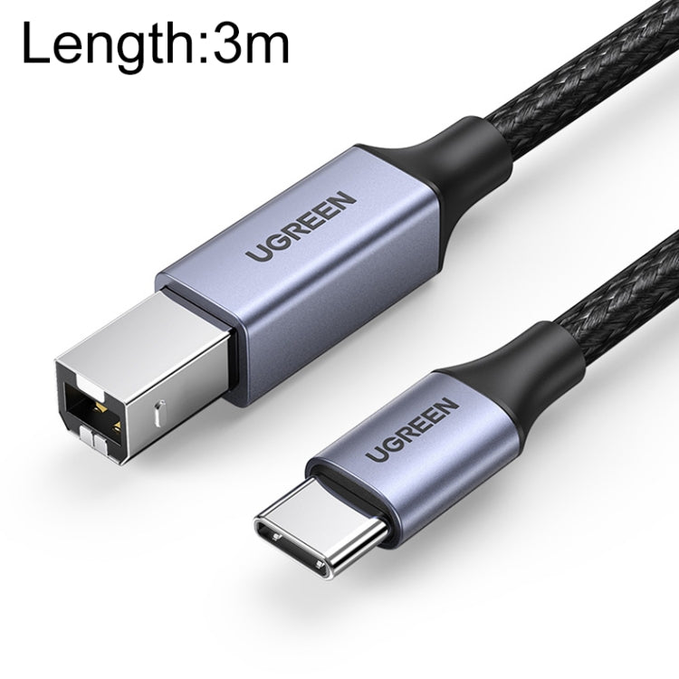 Cavo dati Ugreen Type-C / USB-C a Type-B con treccia in nylon per stampante, lunghezza: 3 m, Length: 3m