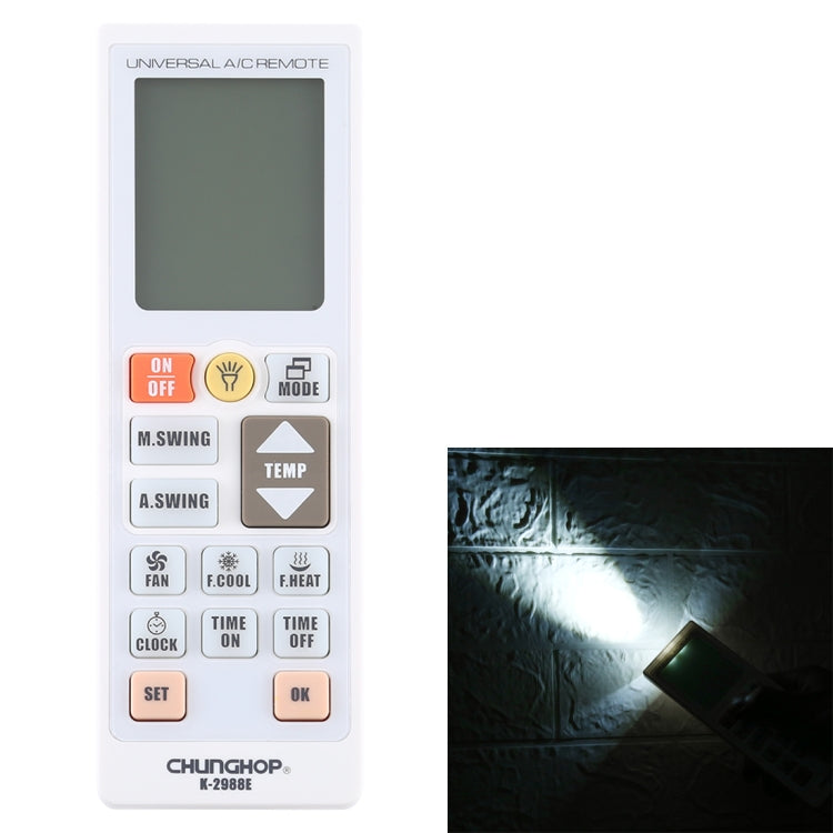 Chunghop K-2988E Universal Air Conditioner Remote Control with Flashlight