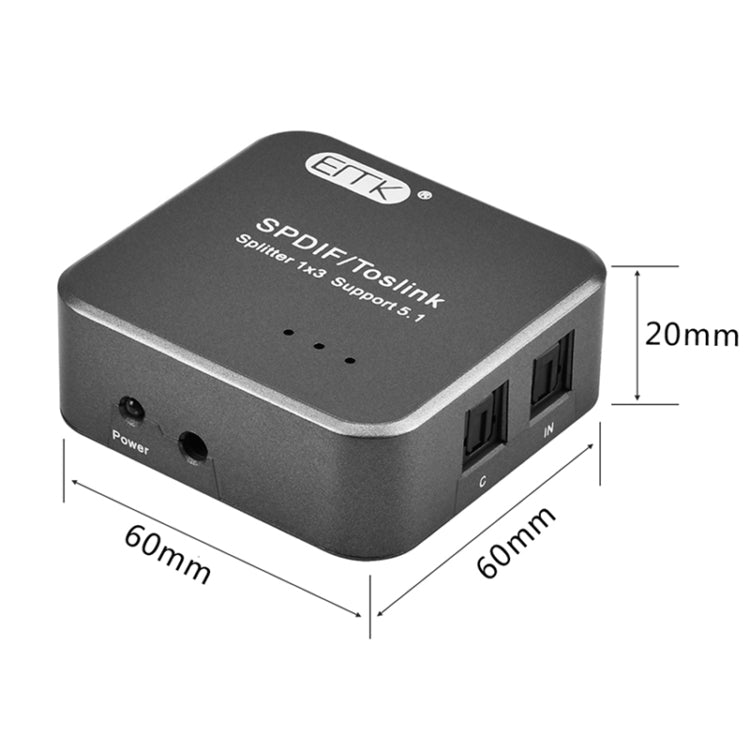 Adattatore splitter Toslink SPDIF audio ottico digitale EMK 1 ingresso 3 uscite