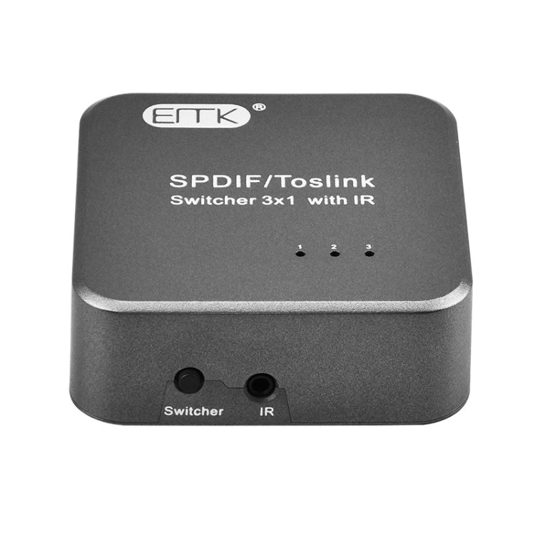 Switcher audio ottico digitale 3x1 EMK SPDIF/TosLink con controller IR