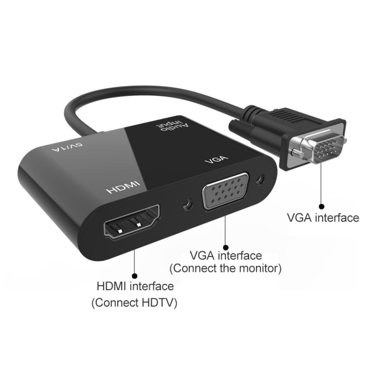 Adattatore VGA a HDMI + VGA 5138HV 1080P con audio, 5138HV