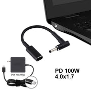 Cavo intrecciato in nylon con adattatore da gomito a USB-C/Type-C PD 100 W 18,5-20 V 4,0 x 1,35 mm