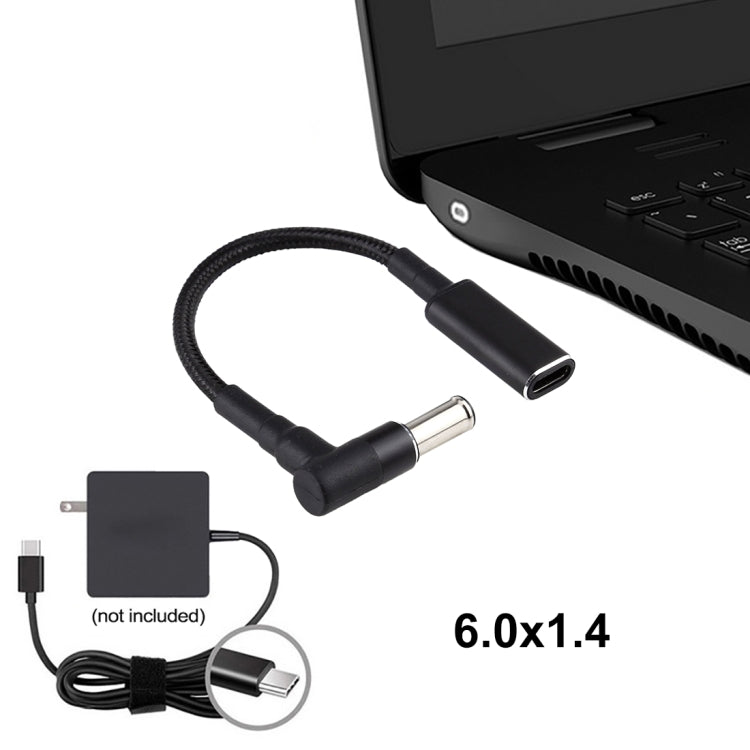 Cavo adattatore USB-C femmina a 6,0x1,4 mm maschio nylon