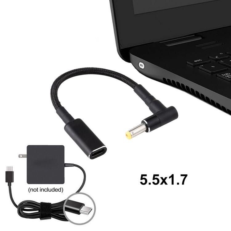Cavo adattatore USB-C a 5,5x1,7 mm PD 100W 8 cm