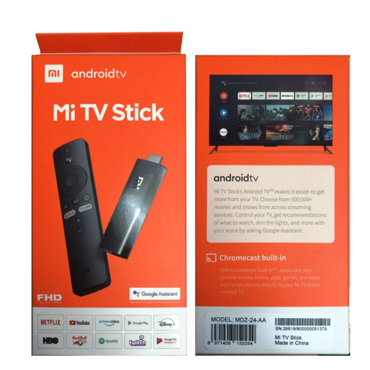 Original Xiaomi Mi Android TV Stick, Quad Core Cortex A53, 1GB RAM + 8GB ROM, Global Version, EU Plug