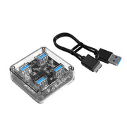 ORICO MH4U-100 HUB desktop trasparente USB 3.0 con cavo micro USB da 100 cm, MH4U-100