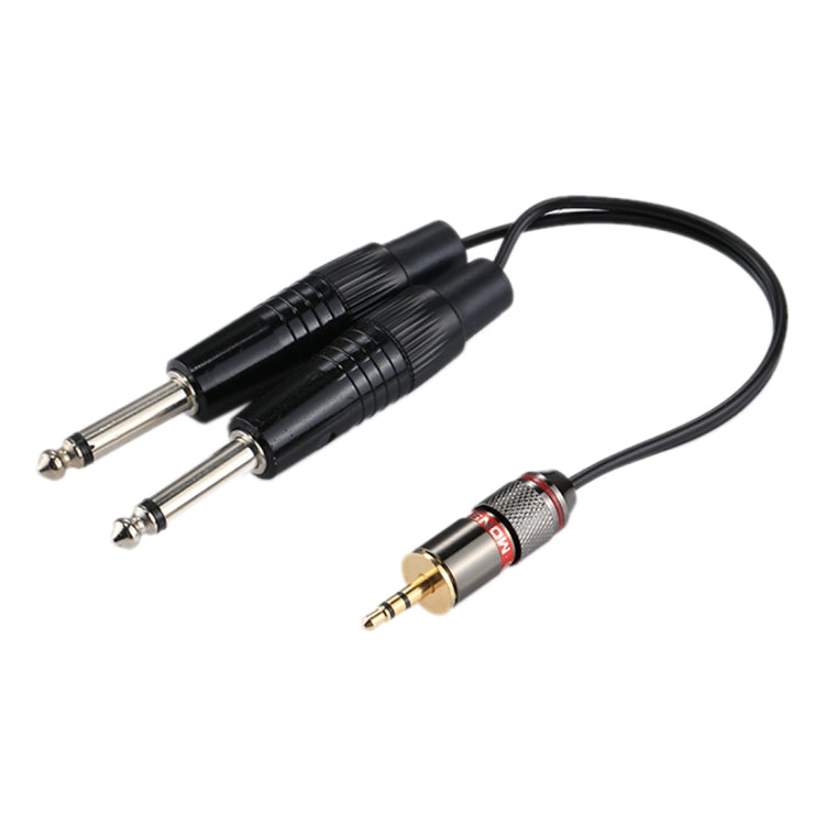 Cavo adattatore audio mono da 3,5 mm maschio a 2 x 6,35 mm maschio, lunghezza totale: circa 27 cm