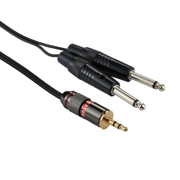 Cavo adattatore audio mono da 3,5 mm maschio a 2 x 6,35 mm maschio, lunghezza totale: circa 27 cm