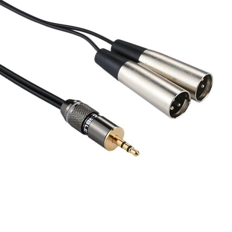 3.5mm Metal Head Male to Aluminum Shell CANNON 2 x 3 Pin XLR Male Audio Connector Adapter Cable, Total Length: Approx. 25cm, 2 x 3 Pin Male