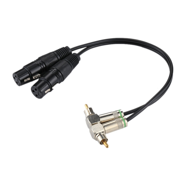 Cavo adattatore per connettore audio 2 RCA maschio a 2 x 3 pin XLR CANNON femmina per microfono/apparecchiatura audio, lunghezza totale: circa 34 cm, 2 RCA Elbow Male