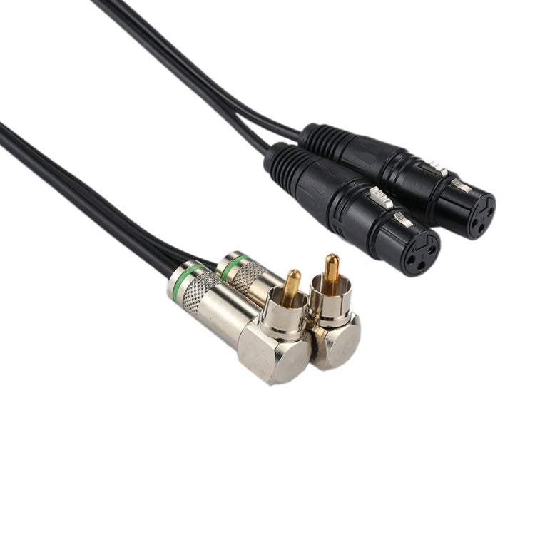 Cavo adattatore per connettore audio 2 RCA maschio a 2 x 3 pin XLR CANNON femmina per microfono/apparecchiatura audio, lunghezza totale: circa 34 cm, 2 RCA Elbow Male